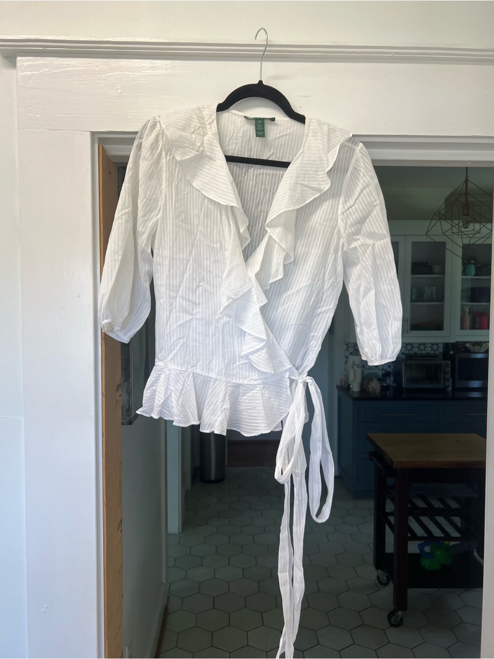 Ralph Lauren White Ruffle Wrap Blouse